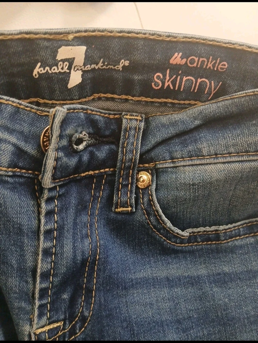 7 For All Mankind Girls The Ankle Skinny Blue Jeans #142